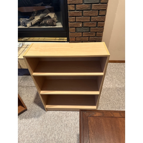  natural birch finish 3-shelf bookcase, similar in style to products like the Mainstays 3-Shelf Book