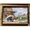 Image 1 : vintage serving tray or framed wall art composed of multiple ceramic tiles featuring a Dutch landsca