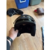 Image 3 : Black CS-5 motorcycle helmet with visor and a pair of black leather RoadTour gloves. The helmet feat