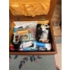 Image 1 : vintage mid-century modern storage ottoman or sewing stool, similar to items used for storing sewing