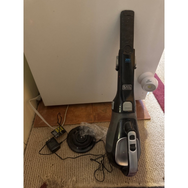 This is a Black & Decker Dustbuster 20V Max Lithium Ion Cordless Hand Vacuum. it features a cyclonic