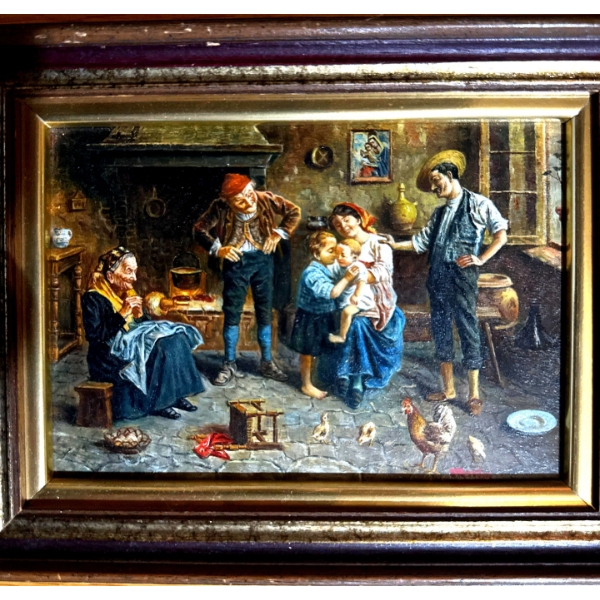  artwork is a 19th-century oil painting by Italian artist Eugenio Zampighi (1859-1944), often depict