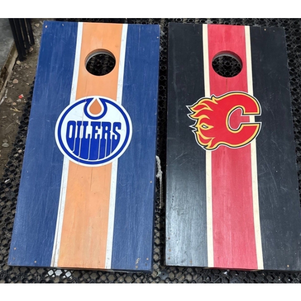 Edmonton Oilers & Calgary Flame Battle it Out-Cornhole Boards to Share