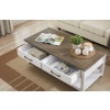 Image 2 : Kort & Co. Logan 47.25" Traditional Coffee Table with Storage and Shelf - White and Walnut Oak