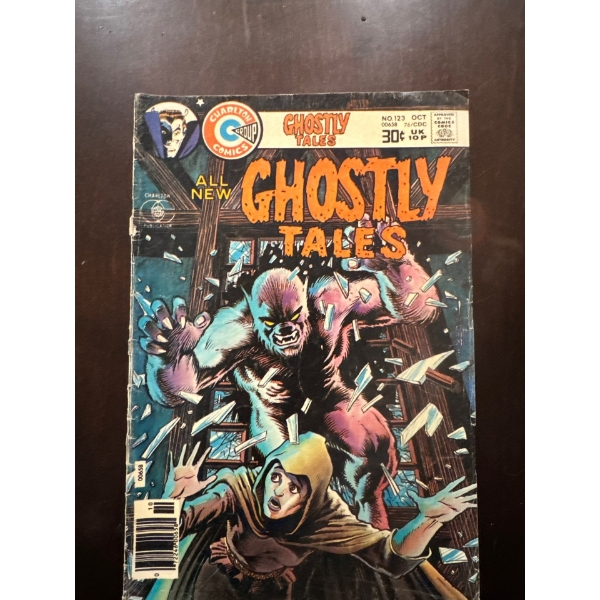 collectible "Ghostly Tales" comic book, specifically issue #123 published by Charlton Comics in Octo
