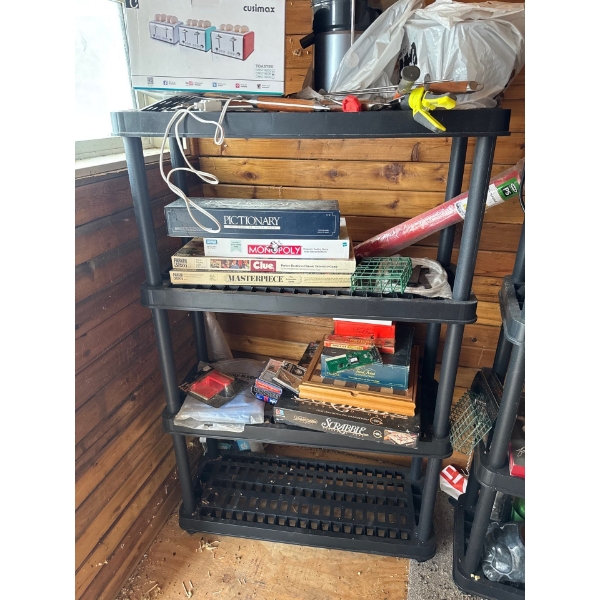  black plastic ventilated storage shelving unit 