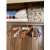 Image 1 : All boxes on top shelf and leather bags, . And all items in bottom of closet, 