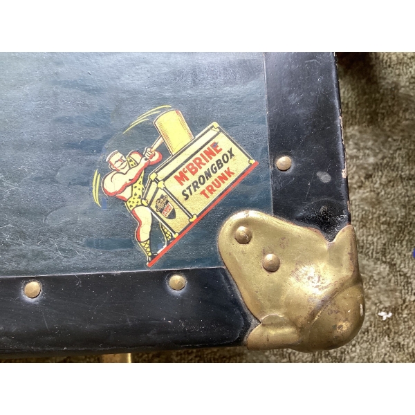 Vintage trunk. Lot one eighty seven. Mc BRINE Strong Box Trunk.