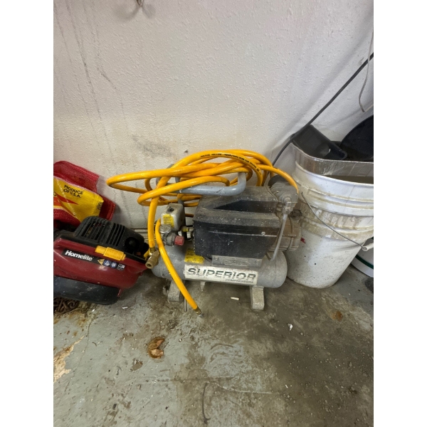  portable air compressor featuring a "SUPERIOR" branded tank. 