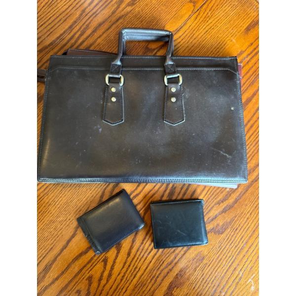 Two leather briefcases and two men's leather wallets