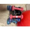 Image 3 :  Pilates ball and assorted weights with weight rack 1 to 5 pounds and 2 dumb bells
