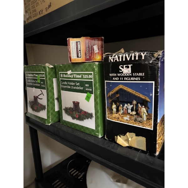  Christmas nativity Christmas tree. Nativity set holiday time candle holder set.