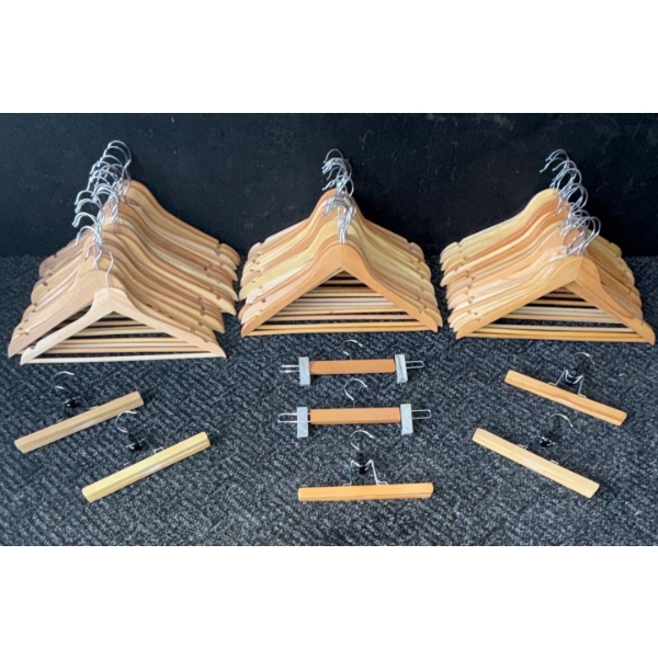 Assortment of Natural Wood Premium Clothing Hangers 360-degree Swivel Hook
