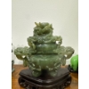 Image 1 :  traditional Chinese hand-carved jade or serpentine censer, often used as an incense burner or decor