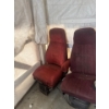 Image 1 : Two used burgundy cloth high-back air ride truck seats, likely compatible with various heavy-duty mo