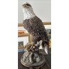 Image 1 :  American Bald Eagle statue perched on a tree stump