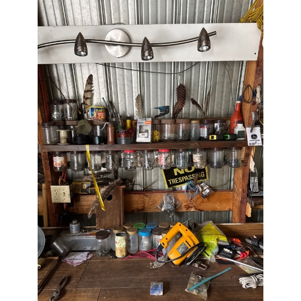 Blackened Decker. Jigsaw. Various screws, tools, all items on shelf included