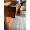 Image 7 : Oak dresser featuring three drawers with brass handles, decorative leaf carving, and attached vertic