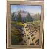 Image 1 : Scenic Mountain Landscape Metaphorical Painting  Artist Unknown 17"x20"tall