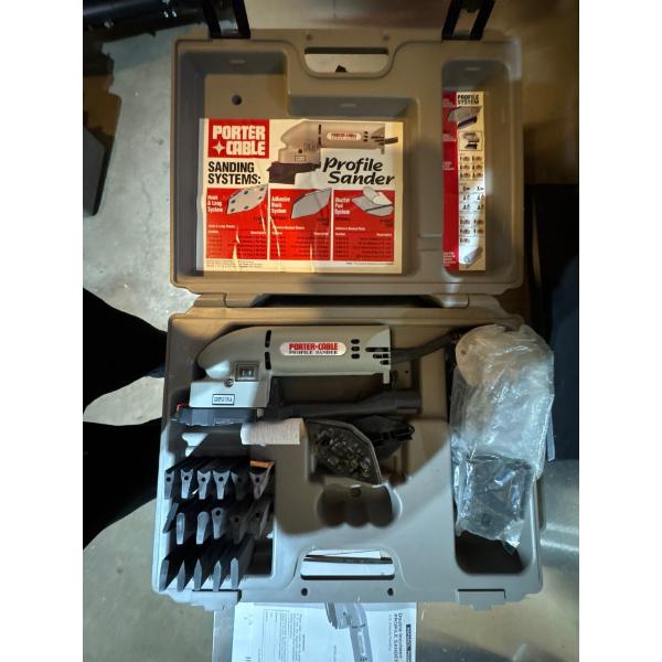 Profile sander, porter cable with attachments and instruction manual. Double insulated profile sande