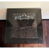 Image 2 : Chinese Style 24x24" Wooden Side Table With Glass Top and Carved Panel Insert