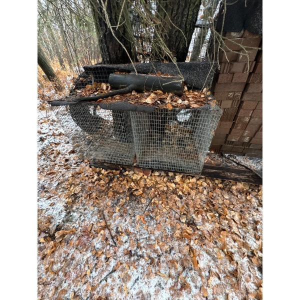 Small cages. Two foot by two foot.