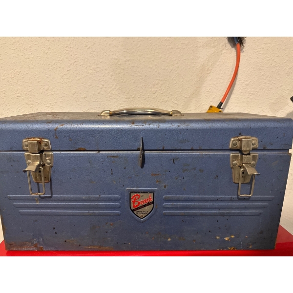 Vintage Beach Industries Limited tool box full of screwdrivers, sockets and ratchets
