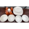 Image 1 : White Plain-Jane Dish Set W/IKEA Orange Mugs ( Setting For Four)