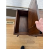 Image 2 : vintage side table featuring a traditional American dough box on a wrought iron stand.