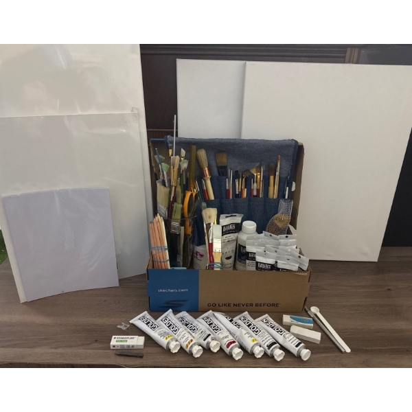 General Painting Supplies w/ Canvases & Acrylic Paint Collection ++Brushes