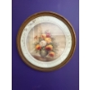 Image 1 :  vintage, circular framed still life art print featuring a floral bouquet in a vase, commonly attrib