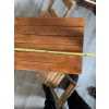 Image 4 : One rectangular folding table and two matching folding chairs. Made of wood with horizontal slat des
