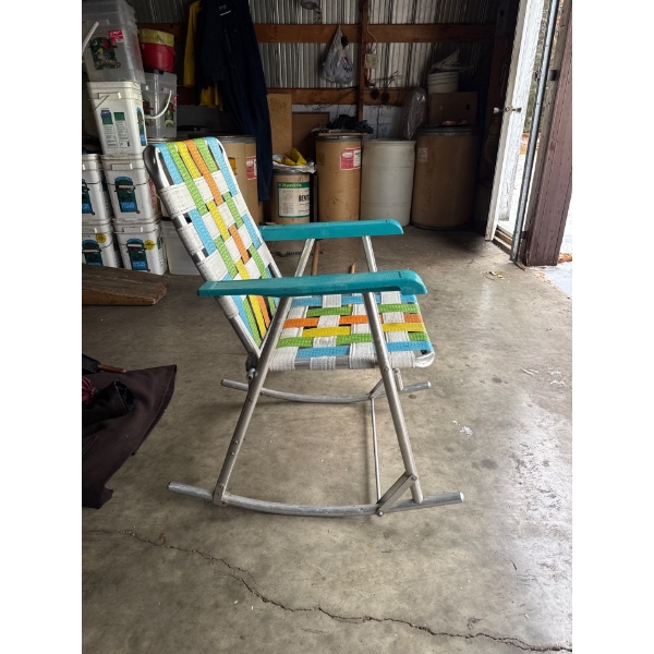 Vintage folding rocking chair. Awesome for camping. It rocks.