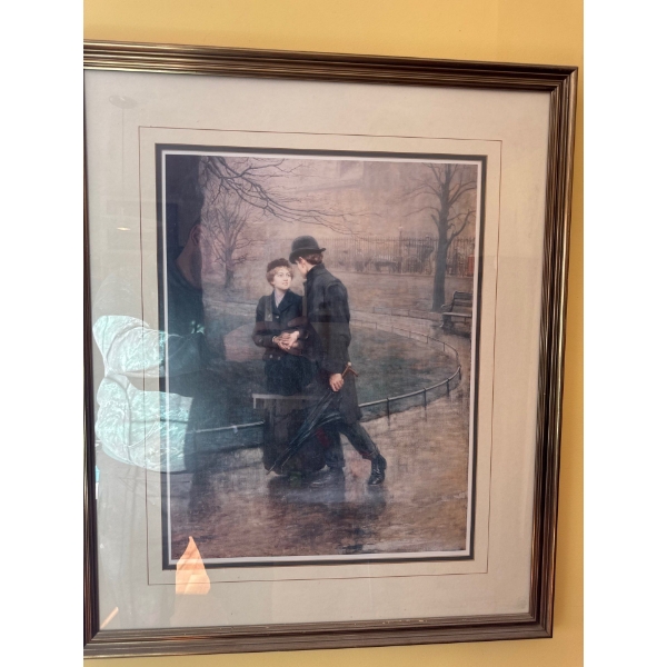 This image is a framed reproduction of the 1901 painting "The Garden of Eden" by Hugh Goldwin Rivier