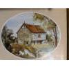 Image 2 :  vintage watercolor painting of a rustic stone building, possibly a barn or cottage. 