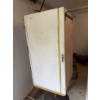 Image 4 : Wooden storage cabinet featuring five metal shelves mounted on the interior sides, with a metal hand