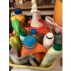 Image 1 : Collection of various household cleaning supplies The collection includes multi-purpose cleaners, sp