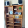 Image 1 : Great condition bookshelf with all contents included. Two portable camping lights, weigh scale, 60 w