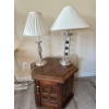 Image 1 : Two decorative lamps with vintage wood octagon side table, the smaller lamp is 26in tall and the big