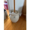 Image 1 :  Antique Medalta Potteries stoneware butter churn, likely produced in Medicine Hat, Alberta, Canada.