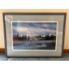 Image 2 :  framed landscape art print, likely featuring a Canadian scene such as a mountain lake with pine tre