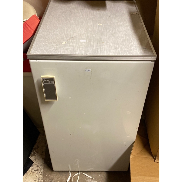 Danby small fridge. It’s 2 feet deep by 18 inches wide by 33 1/2 inches high fridge freezer combo wo