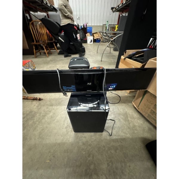 Second soundbar, Samsung soundbar, Blu ray disc, and base box