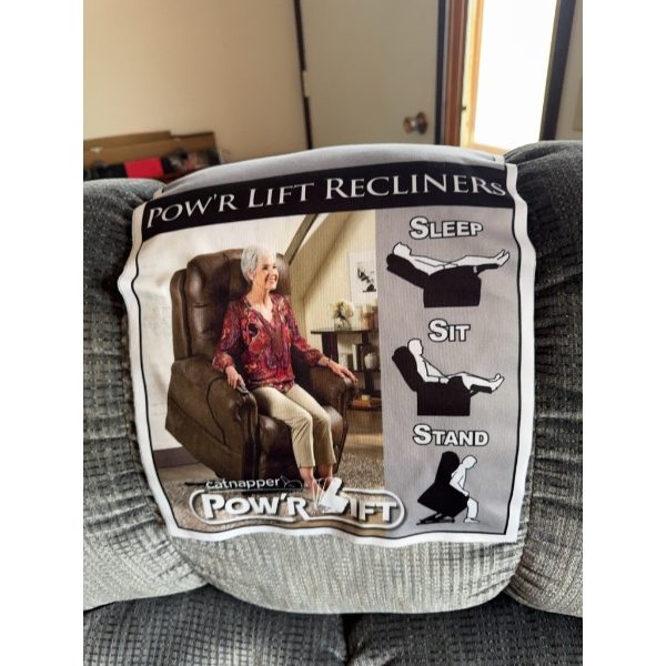 Catnapper Pow'r Lift Recliner with electric lift, sit, stand, and recline functions. Powered by a re