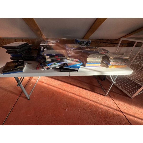 Four foot folding table, DVD's not included