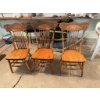 Image 8 : Set of three wood chairs with spindle backs and carved top rails, along with a large rectangular fol