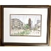Image 1 :  framed watercolor painting of the Kaiser Wilhelm Memorial Church located on Breitscheidplatz in Ber