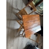 Image 7 : One rectangular folding table and two matching folding chairs. Made of wood with horizontal slat des