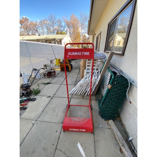  Kumho tire transporter store your tires on it. It rolls with wheels.