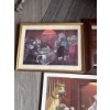 Image 1 : Three framed prints and paintings featuring dogs in humorous, anthropomorphic settings. One print po